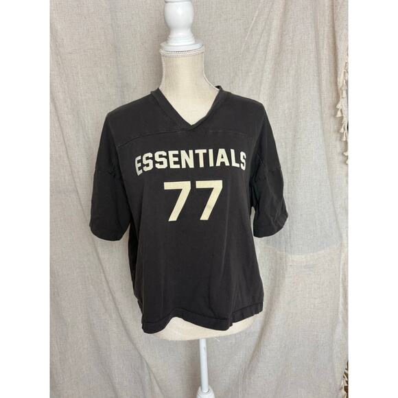 Fear of God Essentials Kids 77 Football Black T-Shirt Size 14/16 - Picture 1 of 9